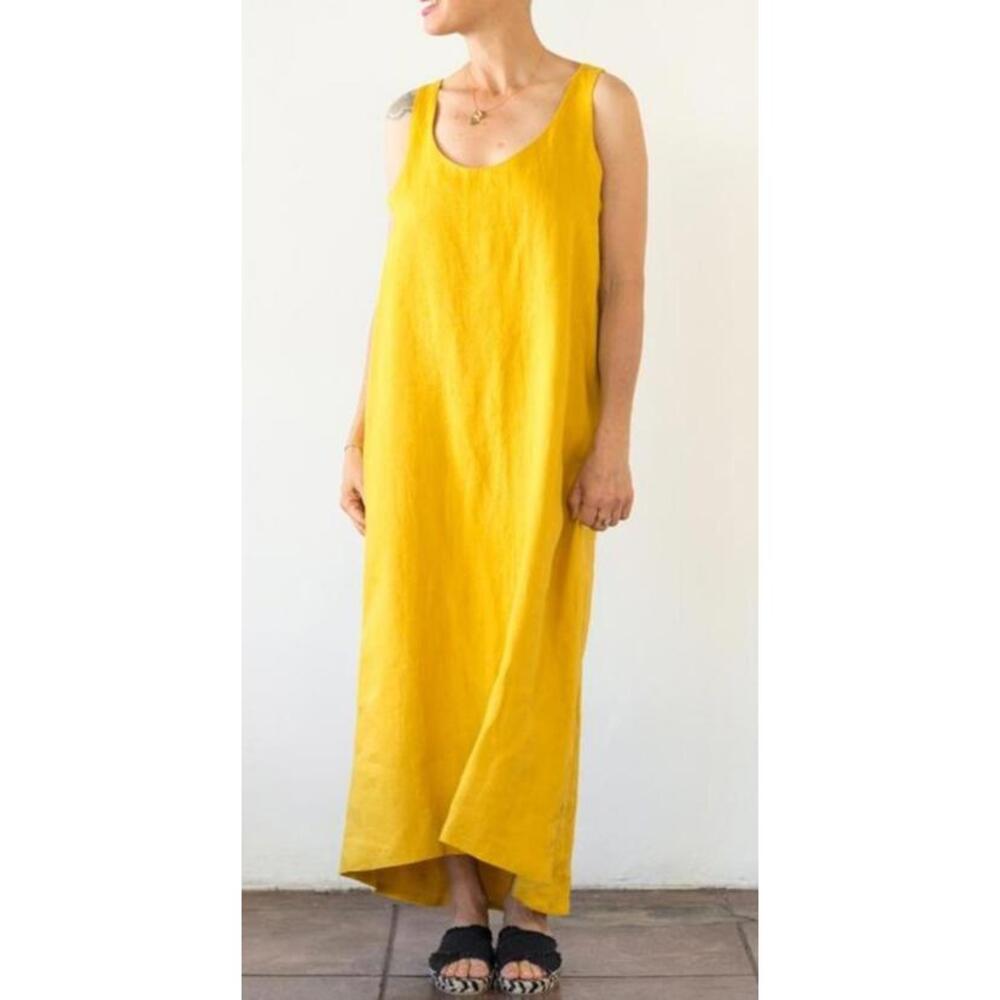 Rachel Craven linen IN ORANGE RED Women's Sleeveless Tank dress Sz 1 Small #R2